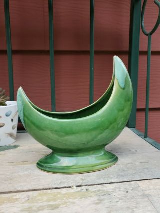 Vintage Anna Van Briggle Crescent Moon Vase.  Greenish Glaze Color