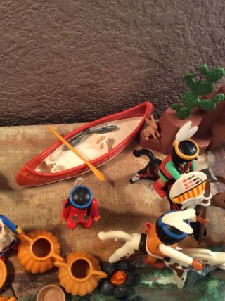 Vintage Playmobil Native American Indian Camp 21 figures,  horses & Many 6