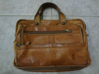Vintage Hartmann Tan Leather Expandable Soft Carry - On Briefcase Laptop Bag 16 "