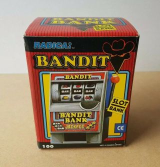 Vintage Radica Bandit Bank Automatic Gaming Slot Machine Pokies One Armed Bandit