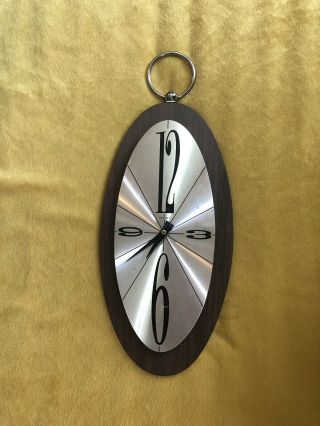 Vintage Welby 70s Oval Wall Clock Mid Century Modern Mcm