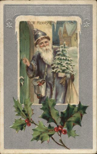 Santa Claus A Merry Christmas Postcard Vintage Post Card