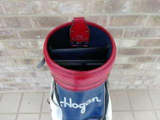 WOW Vintage Ben Hogan 6 - Way Red/White/Blue Leather Staff Golf Bag Made In USA. 3