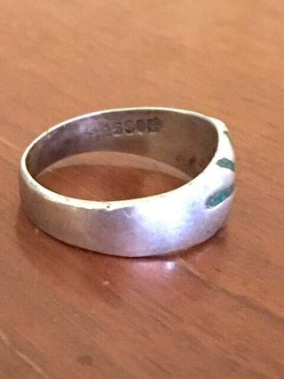 Vintage Taxco 925 sterling silver turquoise inlay starburst band ring size 5,  3g 4