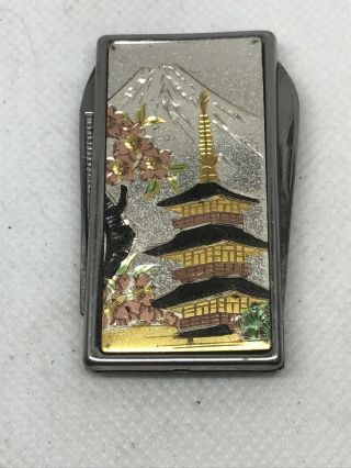 Vintage Barlow B60 Oriental Knife,  File,  Money Clip.  Japan.  Mountain Pagoda