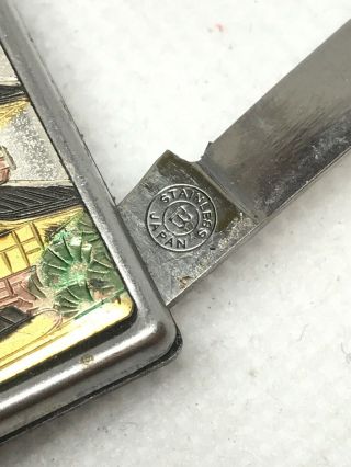 Vintage Barlow B60 Oriental Knife,  File,  Money Clip.  Japan.  Mountain Pagoda 3