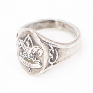 VTG Sterling Silver - Boy Scouts Be Prepared Eagle Ring Size 5.  75 - 5g 4