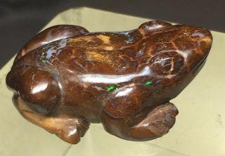 181 Carats Vintage Carved Boulder Opal Frog 36