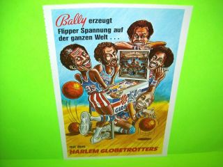 Harlem Globetrotters Pinball Machine Ad German Vintage 1979 Bally