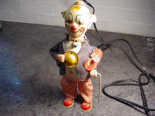 Vintage Smiling Sam Carnival Man Tin Wind - Up Clown Toy Hilarious