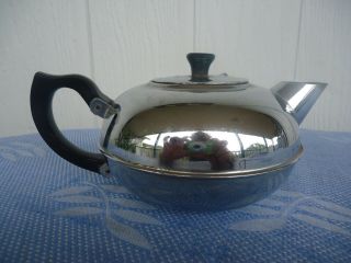 Vintage Britdis Chrome On Copper Teapot Zealand 4 Cup
