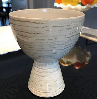 Vintage Mccoy Art Pottery Mid Century Mcm Ivory Mauve Striped Vase Harmony Line
