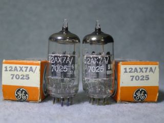 Nos/nib Tightly Matched Pair Ge 7025 12ax7a/ecc83 Copper Post Same Date Code