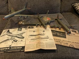 3 Vintage Revell American Airlines Dc - 7 Electra Convair Airplane Jet Model Kit