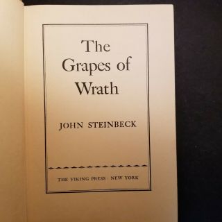 Grapes of Wrath by John Steinbeck 1939 First Edition Seventh Printing 3
