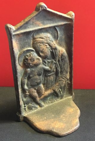Old Vtg Collectible Bookend Religious Art Alloy Snead & Co.  Jersey City,  Nj
