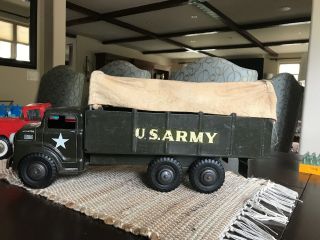 Vintage Marx Lumar Military Army Transport Truck W Canvas Canopy