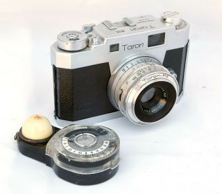 Taron 35mm Film Camera W/ Tomioka 45mm F/2.  8 Lens & Leather Case