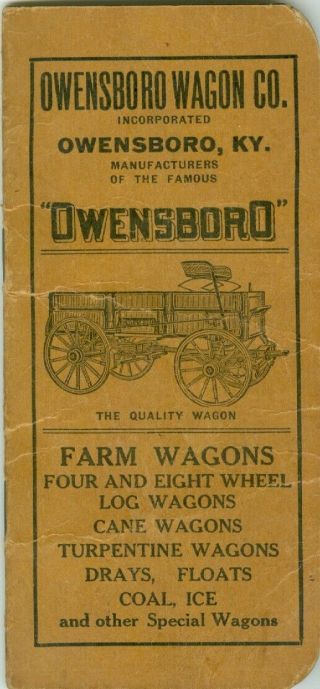 Owensboro Wagon Co.  Owensboro,  Ky Vintage Memo Book