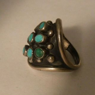 Vintage Old Pawn Navajo Turquoise Cluster Dome Ring Sterling Silver Sz 7 2