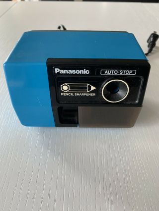 Panasonic Kp - 123 Pencil Sharpener Vintage Blue Auto - Stop Shavings Drawer