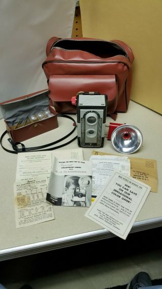 Vintage 1960s Imperial Reflex 620 Camera With Imperial Ii Flash With Bulbs