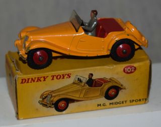 Vintage Dinky Toys No.  102 Mg Midget Sports Car - Diecast