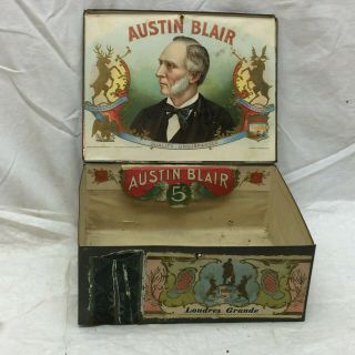 Vintage Tin Box Austin Blair Michigan Cigar Tin Box