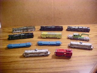 11 Vintage Die - Cast " Tootsietoy & Criterion " Metal Train Cars - Pennsylvania,  Erie