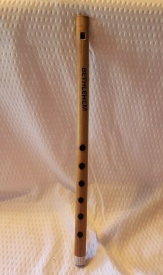 Vintage Wood Flute Handmade Musical Instrument Bamboo Bethlehem - Holy Land