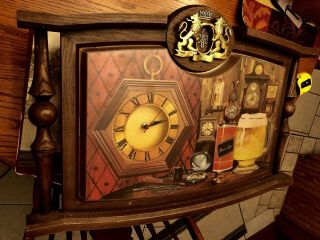 Hard To Find Vintage Carling Black Label Beer Lighted Clock - Sign