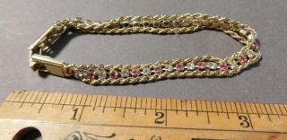 Vintage Clear Pink Rhinestone Chain Bracelet (e)