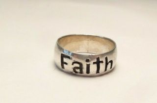 Vintage Faith Religious 7mm Band Unisex Ring Sterling Silver Size 7