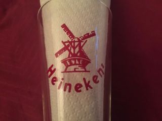 Vintage Heineken Beer Red Windmill Long Stemmed 7 1/2” Bar Tavern Glass 2