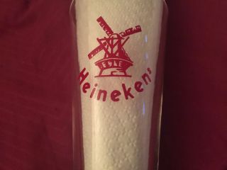 Vintage Heineken Beer Red Windmill Long Stemmed 7 1/2” Bar Tavern Glass 3