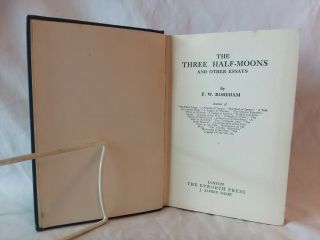 F W Boreham THE THREE HALF - MOONS vintage 1929 1st edition HB 5
