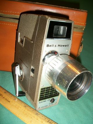 Vintage Bell & Howell Electric Eye 8mm Movie Camera –winds And Runs Leather Case