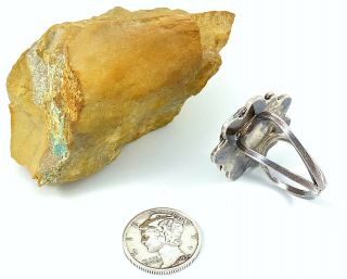 CHUNKY Vintage Southwestern Sterling Silver HUBEI SPIDERWEB Turquoise Ring Sz 9 8