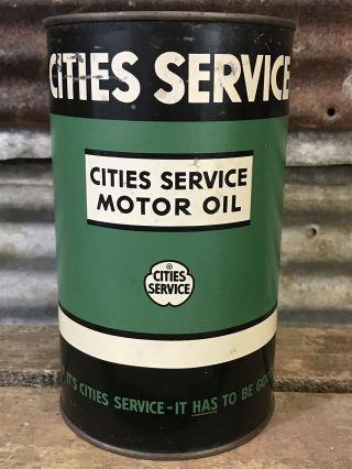 Near Vtg 30s Cities Service Imperial Quart Motor Oil Can Canada Gas Station