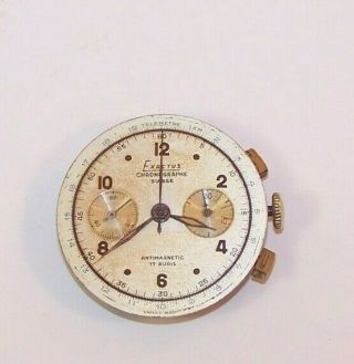 Vintage Exactus Chronograph Suisse 17 Jewel Landeron Watch Movement