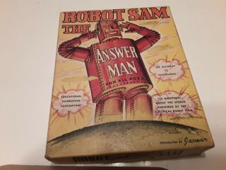 Vintage Space Toy Robot Sam The Answer Man Electric Quiz Game 1954 Box