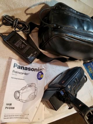 Vintage Panasonic Camcorder Palmcorder PV - D308D VHSC W Case And Tape 8
