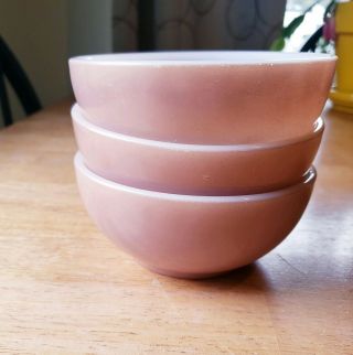 Vintage Pink Cereal Bowls,  Set Of 3.  Fire King,  Anchor Hocking,  Made In Usa