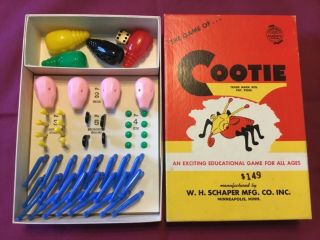 Vintage 1949 The Game Of Cootie Wh Schaper Mfg Co.