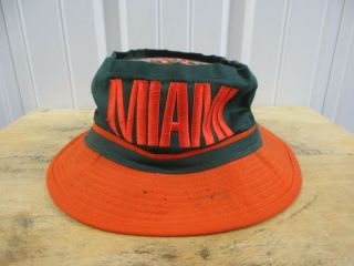 Vintage Um Miami Hurricanes Small/medium Green Sewn Fisherman Bucket Cap/hat