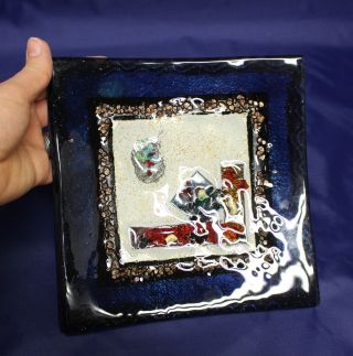 Vtg 2830 Handmade Murano Art Glass Square Plate Dish Tray 8 " X8 " Collectibles