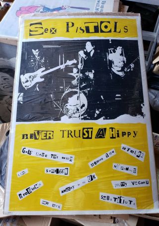 The Sex Pistols Never Trust A Hippy Vintage Head Shop Poster Sid Vicious 1978