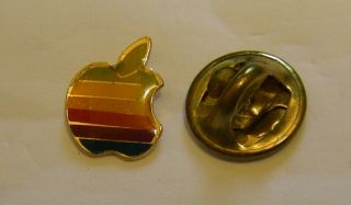 Apple Computer Classic Rainbow Logo Vintage Pin Badge Mac Macintosh