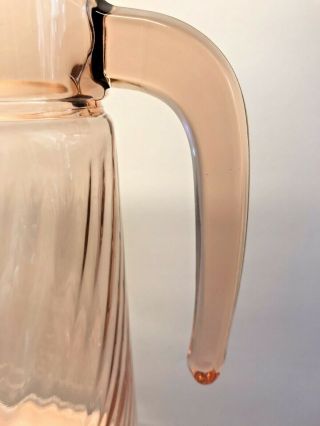 Vintage Pink Depression Glass Iced Tea Pitcher Swirl Design 3