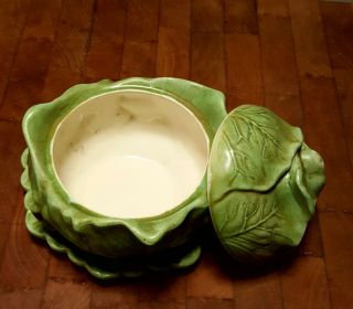 Vintage Cabbage Mold Tureen bowl w lid and underplate,  Salt & Pepper,  & 3 bowls 2